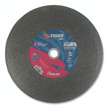 Weiler Tiger AO Type 1 Chop Saw Large Cutting Wheel, 14 in dia x 3/32 in, 1 in Arbor Hole, A36R (10 EA / BX)