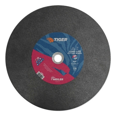 Weiler Tiger AO Type 1 Chop Saw Large Cutting Wheel, 14 in dia x 3/32 in, 1 in Arbor Hole, A36T (10 EA / PK)