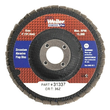 Weiler Vortec Pro Abrasive Flap Disc, 4 in, Angled, Phenolic Back (10 EA / BOX)