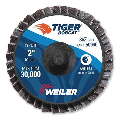 Weiler 2" Bobcat Mini Abrasive Flap Disc, Conical (Ty29), Type R Mount, 36Z (10 EA / BX)