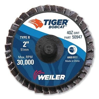 Weiler 2" Bobcat Mini Abrasive Flap Disc, Conical (Ty29), Type R Mount, 40Z (10 EA / BX)
