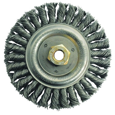 Weiler Dually Stainless Steel Wheel Brush 0.020 in Bristle Diameter, 4-1/2 in Outside Diameter, 5/8 in - 11 UNC Center Hole Size (5 EA / BX)