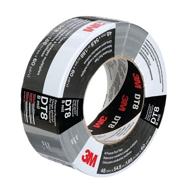 3M Industrial DT8 All Purpose Duct Tape, 1.88 in x 60 yd x 8 mil, Black (1 RL / RL)