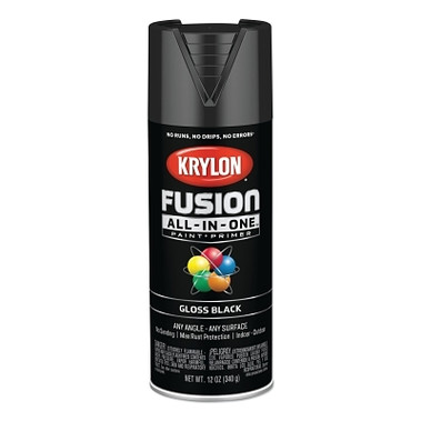 Krylon Fusion All-in-One Paint + Primer, 12 oz, Black, Gloss (6 CN / CA)