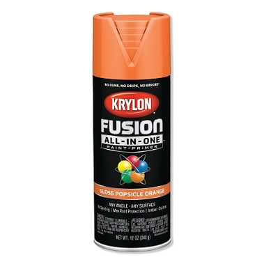 Krylon Fusion All-in-One Paint + Primer, 12 oz, Popsicle Orange, Gloss (6 CN / CA)