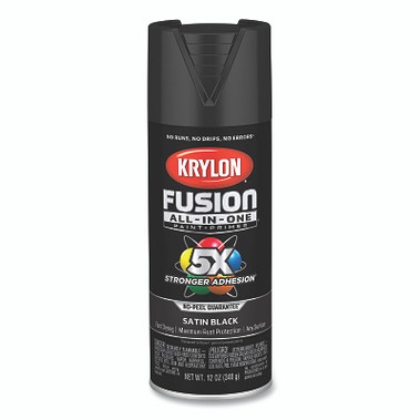 Krylon Fusion All-in-One Paint + Primer, 12 oz, Black, Satin (6 EA / CA)