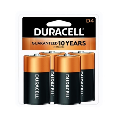 Duracell CopperTop Alkaline Battery, D, 1.5 V, 4/PK (4 EA / CD)