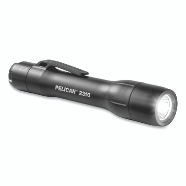 Pelican 2310 LED Flashlight, 2-AA Batteries, High 350 lm, Low 25 lm, Black, Includes Batteries and Integrated Clip (1 EA / EA)
