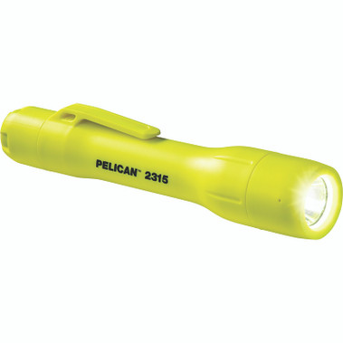 Pelican 2315 LED Flashlight, 2-AA Batteries, High 115 lm, Yellow, Includes Batteries and Integrated Clip (1 EA / EA)