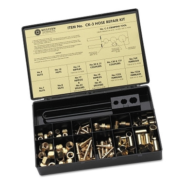 Western Enterprises Hose Repair Kit, A-Size/B-Size Fittings, 3/16 in Hose ID, Hammer-Strike 3-Hole Jaw Crimp Tool (1 EA / EA)