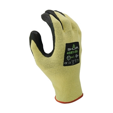 SHOWA 4561 Foam Nitrile Palm Coated Gloves, Medium, Yellow/Black (12 PR / DZ)