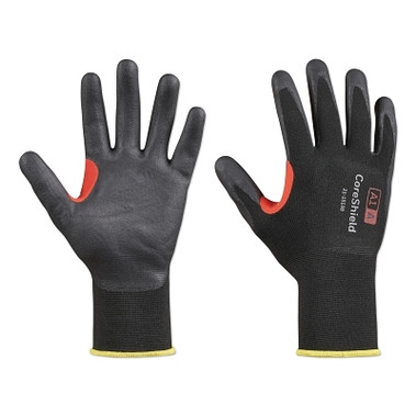 Honeywell CoreShield A1/A Coated Cut Resistant Gloves, 8/M, Nylon Black Liner, Nitrile Micro-Foam Black Coating, 15 ga (1 PR / PR)