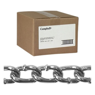 Campbell Twist Link Machine Chains, Size 2/0, 520 lb Limit, Bright (100 FT / CTN)