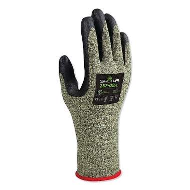 SHOWA Nitrile, Cut Resistant Gloves, Size L, A7 ANSI/ISEA Cut Level, Black, Yellow, 1 PR (12 PR / DZ)