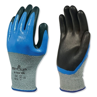 SHOWA Nitrile, Double Coated Cut Resistant Glove, Size S, 4 ANSI/ISEA Cut Level, Black, Blue (12 PR / DZ)