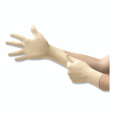 TouchNTuff 69-210 Natural Rubber Latex Disposable Gloves, Inner Polymer Coating/Powder-Free/Smooth, 3.5 mil Palm/4.3 mil Finger, Large (1 BX / BX)