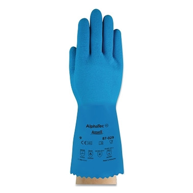 AlphaTec AlphaTec 87 029 Natural Latex Rubber Glove, Size 7, Blue (12 PR / DZ)