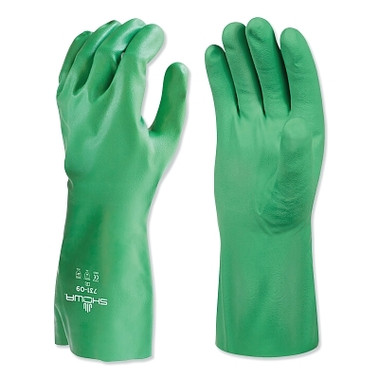 SHOWA Chemical Resistant Gloves, Size S, 12 in L, Green, 1 PR (12 PR / DZ)