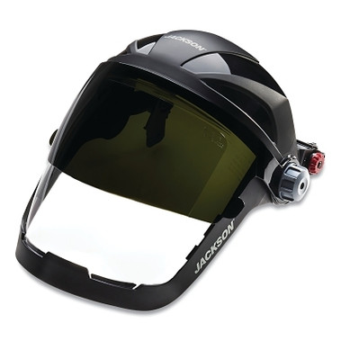 Jackson Safety QUAD 500 Premium Multi-Purpose Face Shield, Slotted Hard Hat Univ Adapter, AF/Clear/Shade 5 IR, 9 in H x 12-1/4 in W (4 EA / CA)