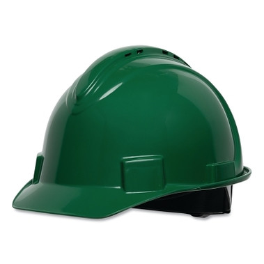 Honeywell North Short Brim Hard Hat, 4-point Ratchet Suspension, Vented, Green (1 EA / EA)