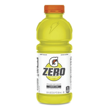 Gatorade G Zero Sugar Ready-to-Drink Thirst Quencher, 20 oz, Bottle, Lemon-Lime (24 EA / CA)