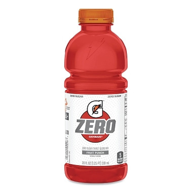 Gatorade G Zero Sugar Ready-to-Drink Thirst Quencher, 20 oz, Bottle, Fruit Punch (24 EA / CA)