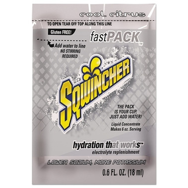 Sqwincher Fast Pack Drink Mix, Cool Citrus, 0.6 fl oz, Pack, Yields 6 oz (200 EA / CA)