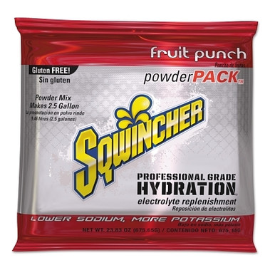 Sqwincher Powder Packs, Fruit Punch, 23.83 oz, Pack, Yields 2.5 gal (32 EA / CA)