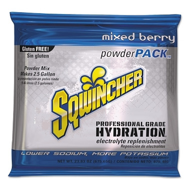 Sqwincher Powder Packs, Mixed Berry, 23.83 oz, Yields 2.5 gal (32 EA / CA)