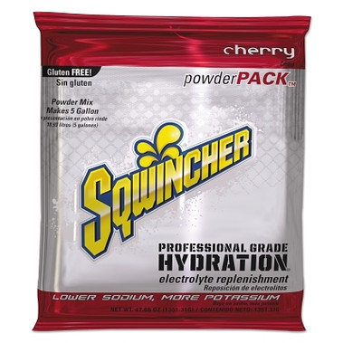 Sqwincher Powder Packs, Cherry, 47.66 oz, Pack, Yields 5 gal (16 EA / CA)