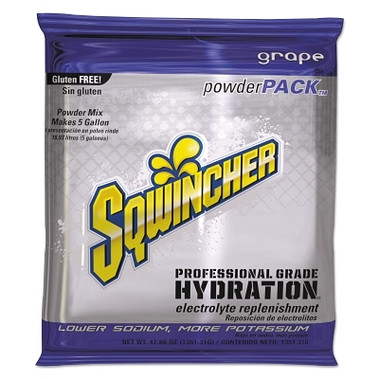 Sqwincher Powder Packs, Grape, 47.66 oz, Pack, Yields 5 gal (16 EA / CA)