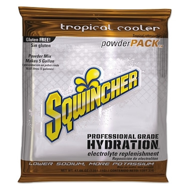 Sqwincher Powder Pack, Tropical Cooler, 47.66 oz, Pack, Yields 5 gal (16 EA / CA)