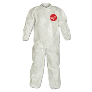 DuPont Tychem 4000 Coverall, Bound Seams, Collar, Elastic Wrist and Ankles, Zipper Front, Storm Flap, White, 4X-Large (12 EA / CA)