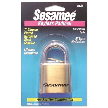 CCL Sesamee K440 Long-Shackle Combination Lock, 4-Dial, BrassÂ  (5 EA / PK)