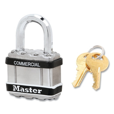Master Lock Wide Commercial Magnum Laminated Steel Padlock, Alike-Keyed, No 2126, 1 in Shackle Height, 1-3/4 in Body Width, Silver (6 EA / BX)