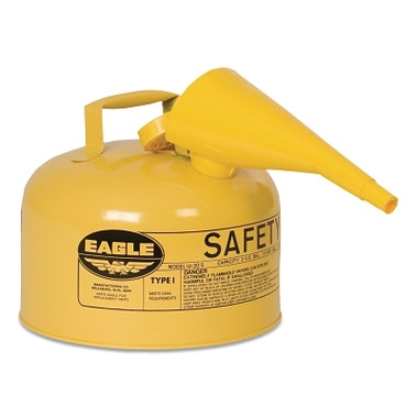 Eagle Mfg Type 1 Safety Can With Funnel, 2.5 gal, Yellow, Funnel (1 EA / EA)