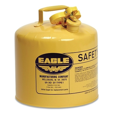 Eagle Mfg Type l Safety Can, 5 gal, Yellow, Flame Arrestor, Squeeze Handle (1 CN / CN)