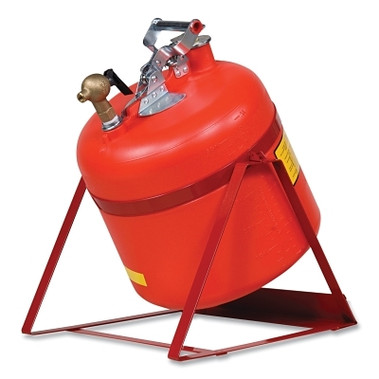Justrite Nonmetallic Safety Can for Laboratories, 5 gal, Polyethylene, Red, Tilt-Style with Stand (1 EA / EA)