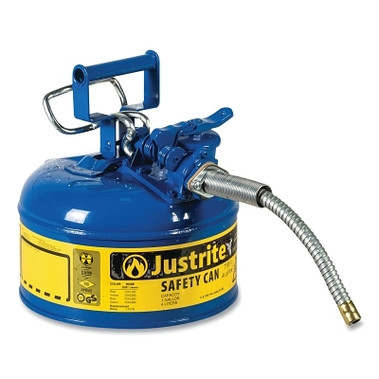 Justrite Type II AccuFlow Safety Can, 5 gal, Blue, 5/8 in Metal Hose (1 EA / EA)