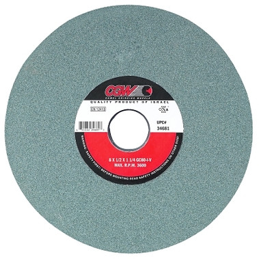 CGW Abrasives Green Silicon Carbide Surface Grinding Wheels, T5, 7 X 1, 1 1/4" Arbor, 100, I (10 EA / BX)