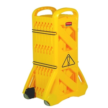 Rubbermaid Commercial Mobile Barriers, 40 in x 13 ft, Plastic, Yellow (1 EA / EA)