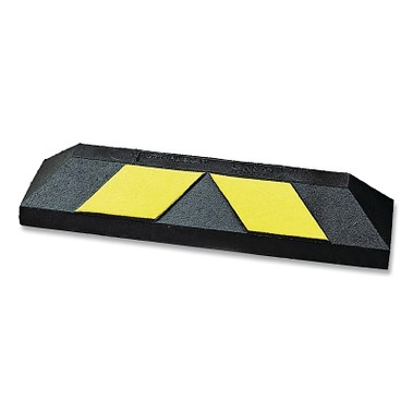 NoTrax Home Park-It Small Reflective Parking Stop Curb, 4 in H x 6 in W x 22 in L, Recycled Rubber, Black w/Yellow Reflective Tape (1 EA / EA)