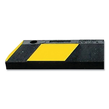 NoTrax Park-It Reflective Parking Stop Curb, 4 in H x 6 in W x 48 in L, Recycled Rubber, Black w/Yellow Reflective Tape (1 EA / EA)
