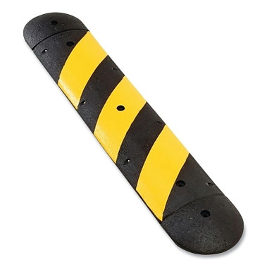 NoTrax Easy Rider Reflective Modular Speed Bump, 2.25 in H x 12 in W x 48 in L, Recycled Rubber, Black w/Yellow Stripes (1 EA / EA)