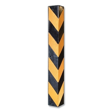 NoTrax Parking Safety Corner Guard, 0.8 in Thick x 4.7 in W x 36 in L, Natural Rubber, Black w/Yellow Safety Stripes (1 EA / EA)