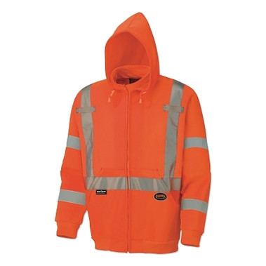 Pioneer 6924AU/6925AU Hi-Viz Safety Polyester Fleece Hoodie, Zipper Front, 3X-Large, Orange (1 EA / EA)