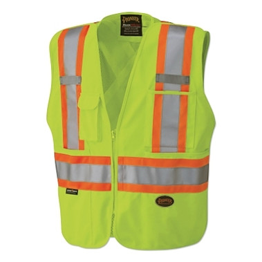 Pioneer 6935AU/6936AU/6937AU HV Zip-Up Snap Break Away Safety Vest, 3X-Large, Green (1 EA / EA)