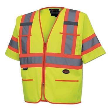 Pioneer 6690U/6691U HV Polyester Tricot Sleeved Safety Vest, Large, Yellow (1 EA / EA)