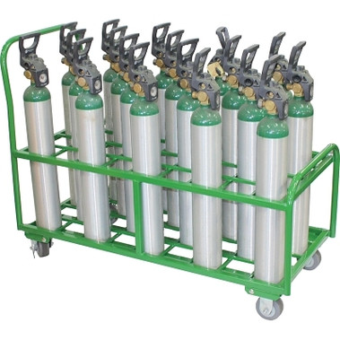 Saf-T-Cart Medical Series Carts, Holds 36 D or E Cylinders, Polyurethane Wheels (1 EA / EA)