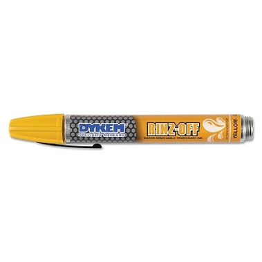 DYKEM RINZ OFF Water Removable Temporary Marker, Yellow, Broad Threaded Cap (12 EA / BX)